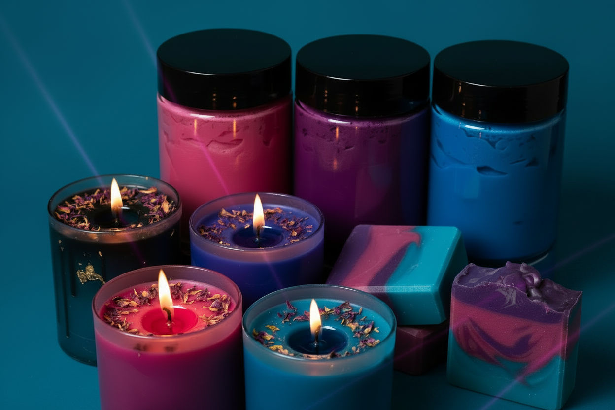 LIT CANDLE SHOP - Deep Teal Blue Background Hero