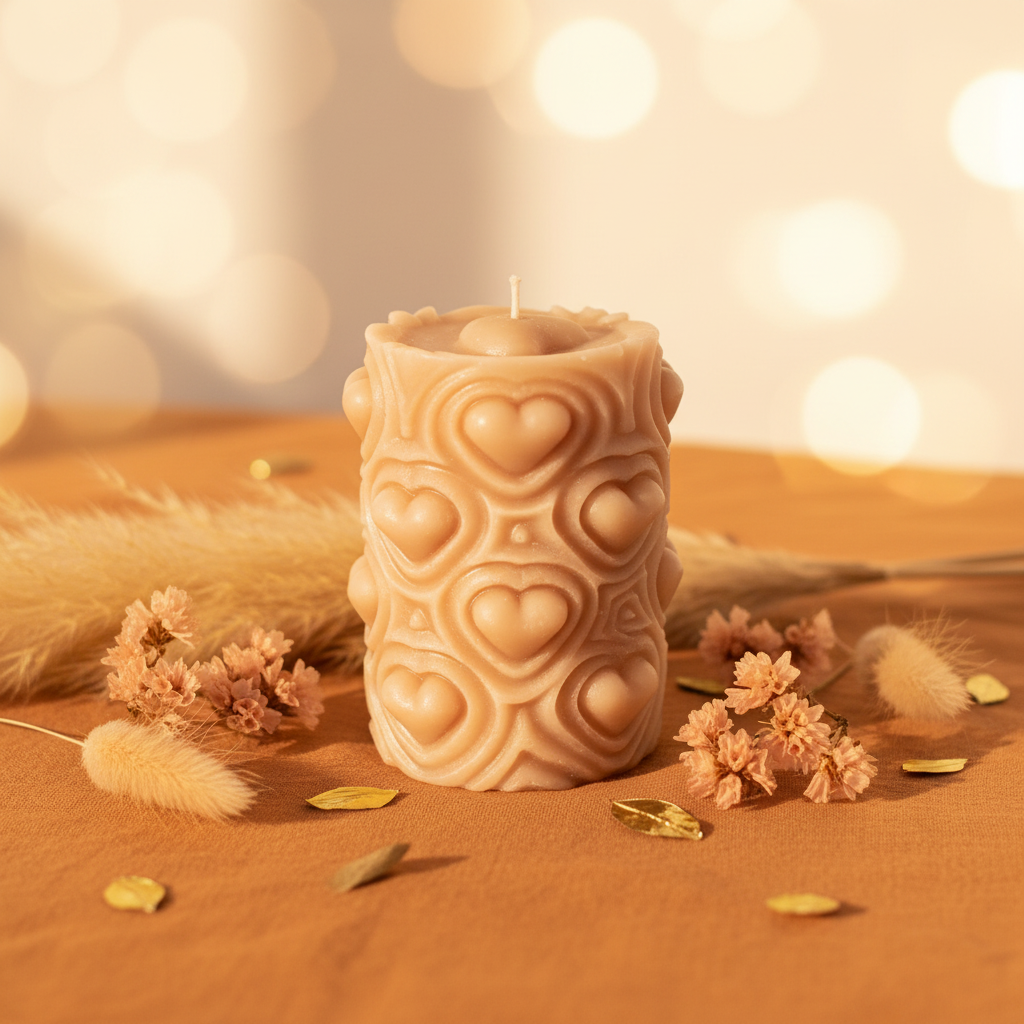 Nude Heart Candle Warm Styled