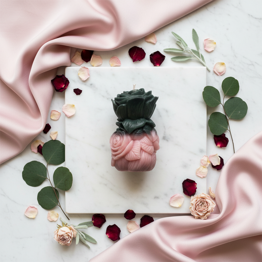 Rose Candle Flatlay