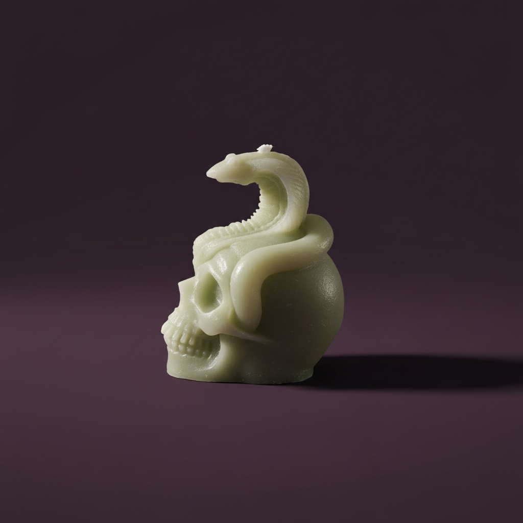 Skull Snake Candle - Purple Moody